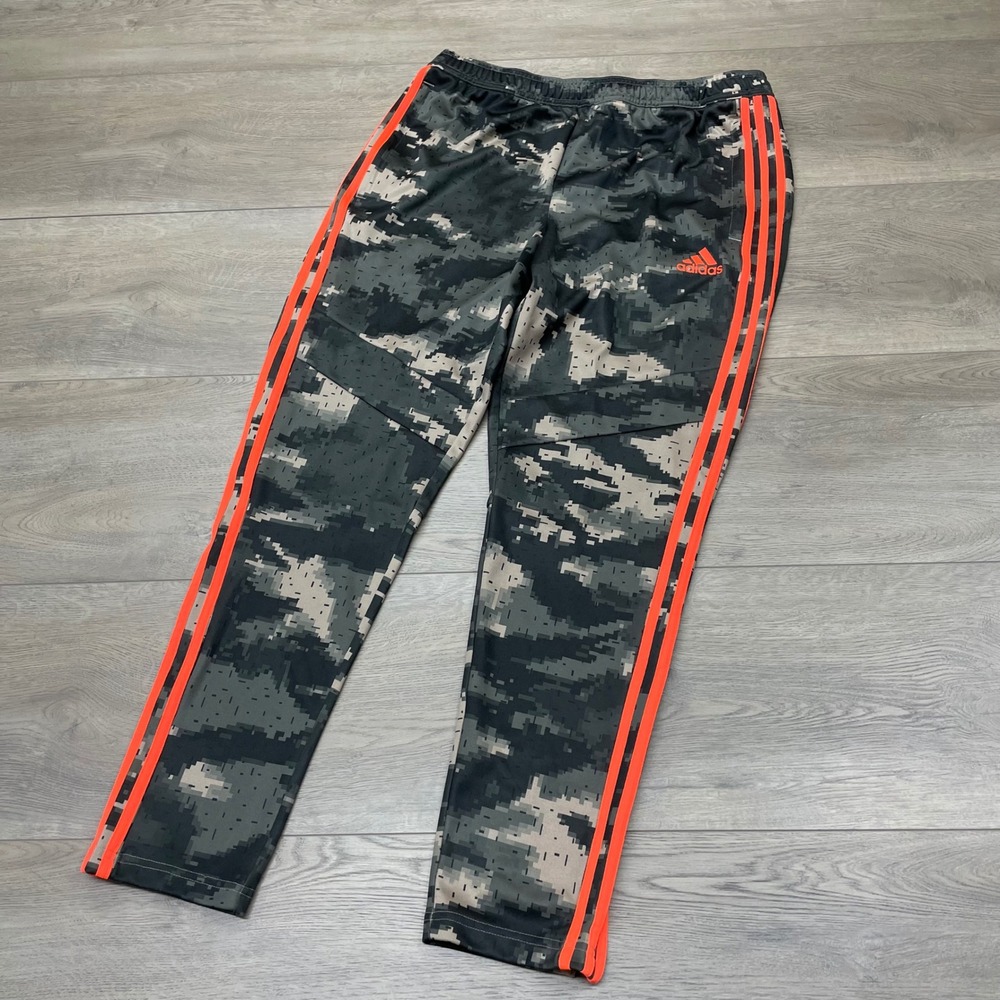 Adidas Track Pants Mens L Multi Digital Camo Orange Stripes FK4494